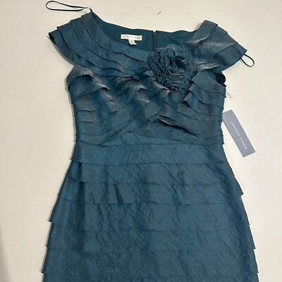 LONDON TIMES SHIMMERY DEEP BLUE TIERED COCKTAIL PARTY DRESS FLORAL ACCENTS SZ 4 | eBay LONDON TIMES SHIMMERY DEEP BLUE TIERED COCKTAIL PARTY DRESS FLORAL ACCENTS SZ 4 | eBay