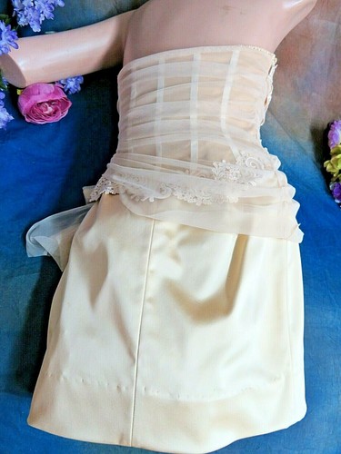 Byron Lars Beauty Mark 2pc Set Cream satin Skirt Corset Top lace Draped tulle 4 - Picture 8 of 11