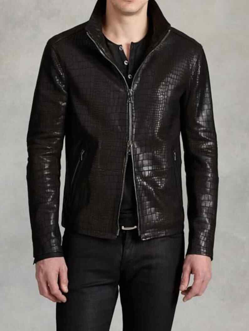 ジャケット・アウター Emelda leather crocodile LAMBSKIN jacket ジャケット・アウター Emelda leather crocodile LAMBSKIN