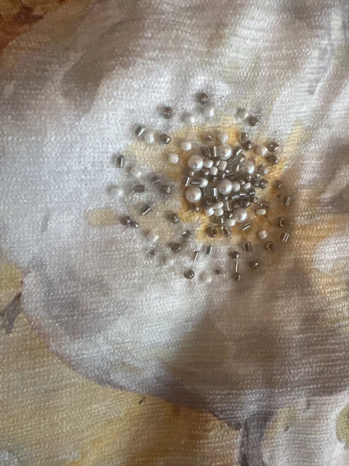 Nicole Miller Home Yellow & Gray Floral Table Runner With Beaded Details - Image 2 of 4