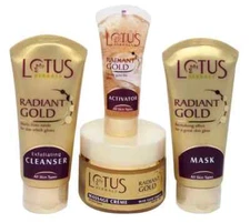 Lotus Herbal Radiant Gold Cellular Glow Facial Kit Set of 4 170 Gram New