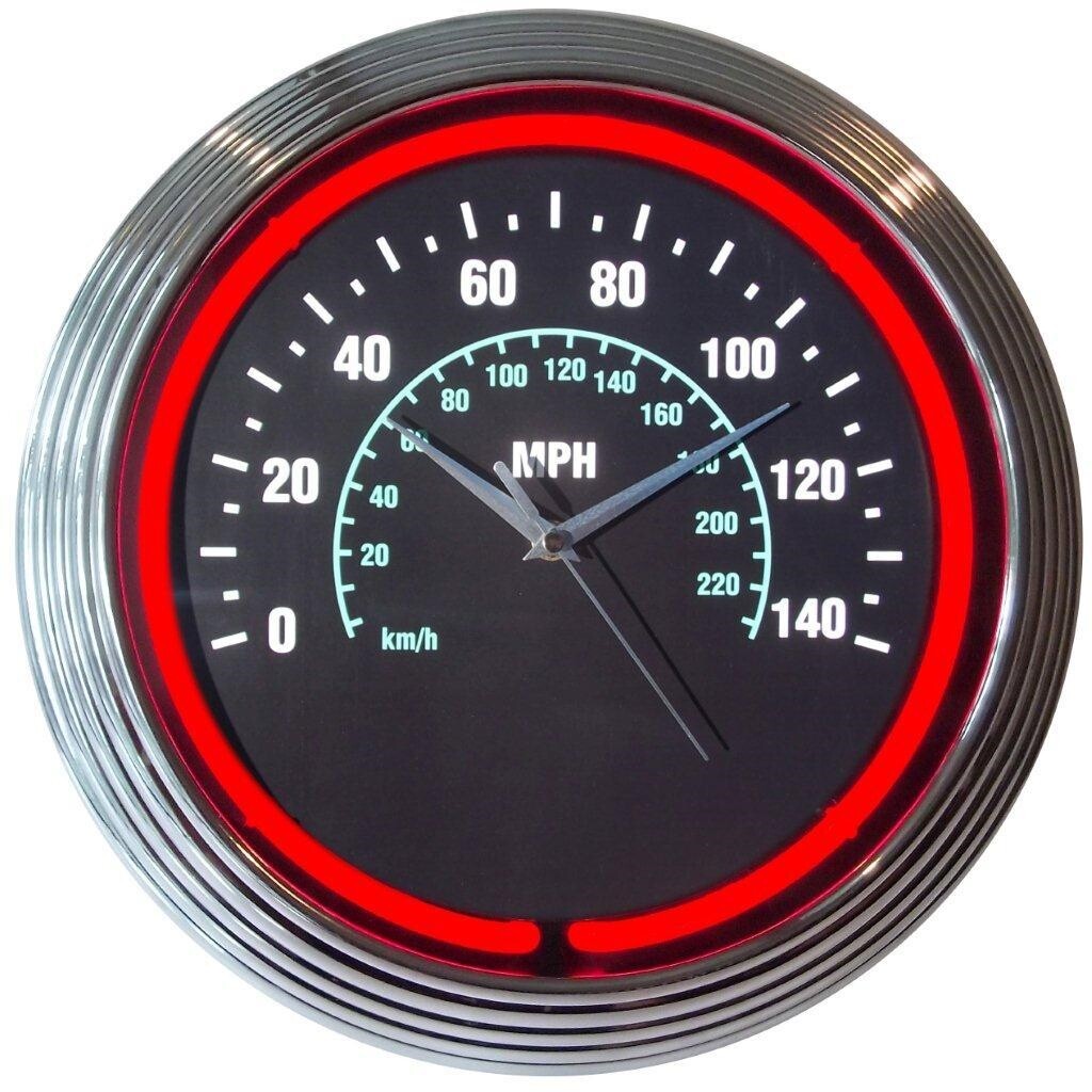 Neonetics 8SPDOM Speedometer Car Garage 15 Inches Neon Clock