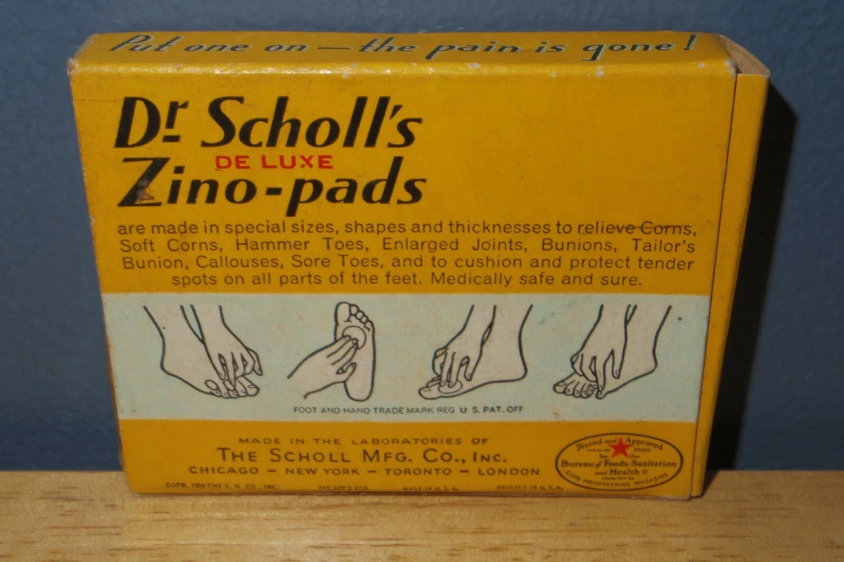 Vintage Dr. Scholl s Deluxe Zino Pads for Soft Corns Original Box with 9 Pads
