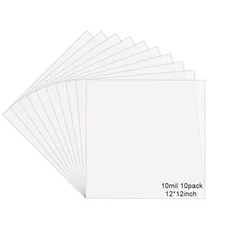 10 Sheets 10 mil Mylar Sheet 12 x 12 inch Milky Translucent Plastic Blank Ste...
