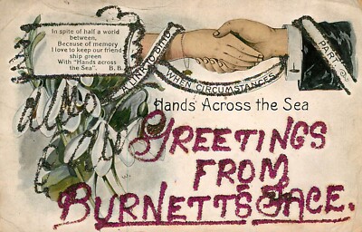 HANDS ACROSS THE SEA - GLITTER BURNETTS - POSTCARD