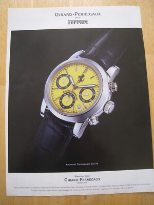GIRARD-PERREGAUX POUR FERRARI WATCH AUTOMATIC CHRONOGRAPH ADVERT A4 FILE 20