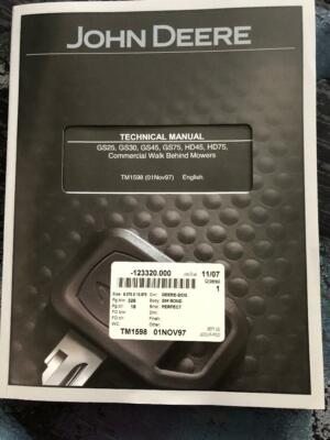 John Deere Gs25 Gs30 Gs45 Gs75 Commercial Walk Behind Mowers Technical Manual Ebay