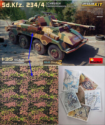 Sd.Kfz.234/4 schw. Pz.-Spähwagen 7,5 cm.+Interior+Karten+Tarndecke (Stoff) 1:35