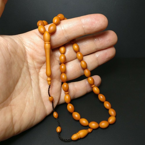Darkening German Fiber Prayer Beads Oval, Alman Tesbih Tasbih Misbaha 985 - Picture 11 of 13