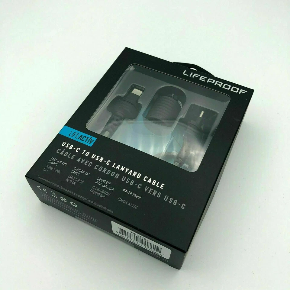 LifeProof Water Proof USB-C to USB-C Lanyard Cable (480 Kbps/ 3.0A/ 60W) - Black - Image 2 of 4