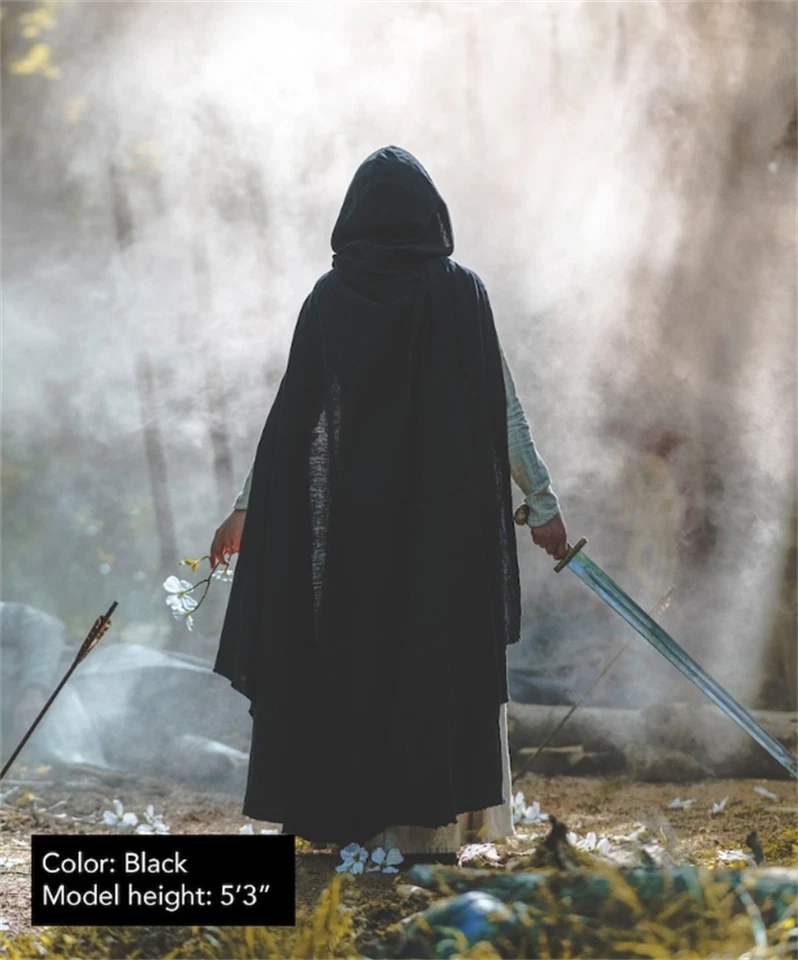 Capa de Caballería Medieval Retro Con Capucha Halloween Juegos con disfraces Hombro Con Capucha 6 Colores Foto 3 de 4