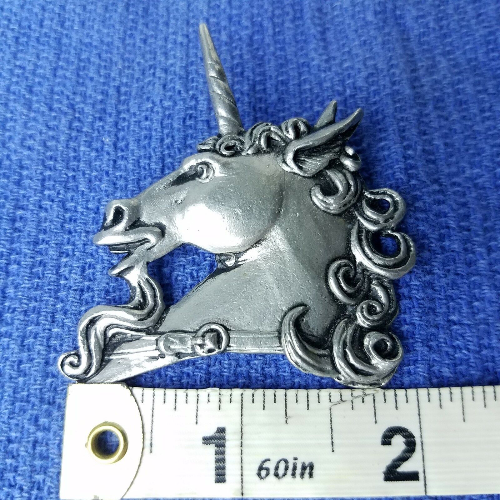 Vintage James Lane Casey Unicorn Pendant Pewter 1… - image 7