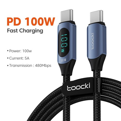 USB Type C to Type C Charging Cable PD 100W Fast Charger Data Cord LED Display - Picture 8 of 10