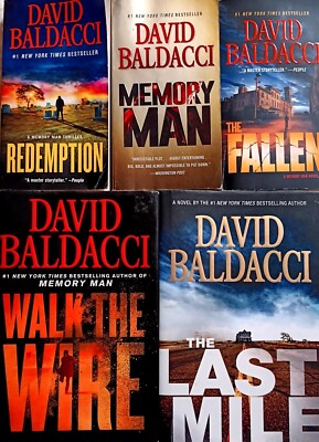 David Baldacci Lot Of 5 (Memory Man Ser.) Books- Last Mile-Walk The Wire-Fallen