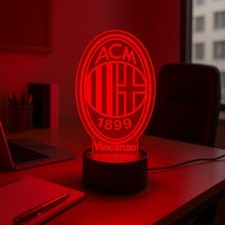 Lampada Plexiglass Milan Calcio e Nome Personalizzato Luce LED Camera 7 Colori