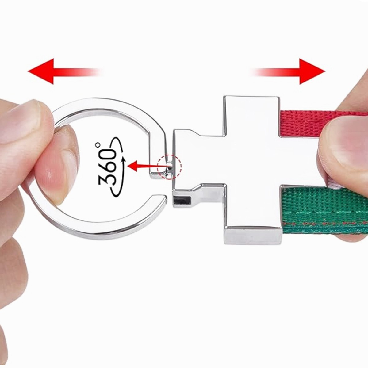 Euro Italian Flag Stripe Nylon Band w/ Inner Leather Key Fob Chain Key Euro Italian Flag Stripe Nylon Band w/ Inner Leather Key Fob Chain Key