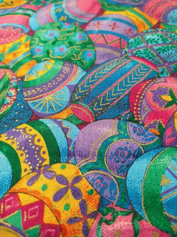 Vintage Packed Easter Eggs 13"x 28" + Tails Remnant Cranston Print Cotton Fabric - Image 3 of 4