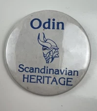 Vintage Odin Scandinavian Heritage Button Souvenir Pushback Pin Button