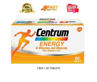 60s New Centrum Energy B-Vitamins and Minerals + Vitamin C & E FREE SHIPPING