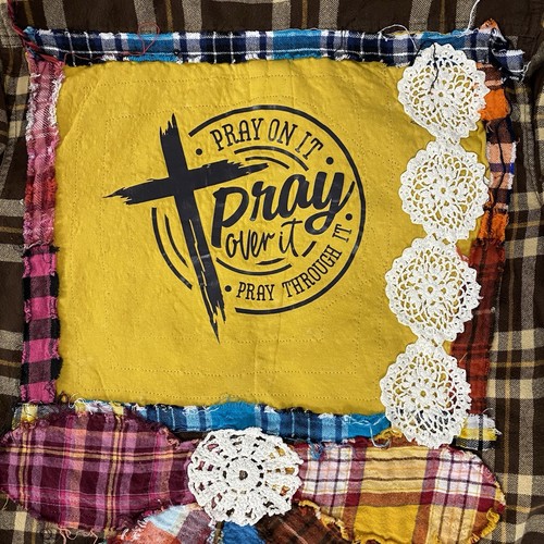 Upcycled Flannel Shirt Shacket Womens Large Christian Pray Cottagecore Grunge - Picture 18 of 20