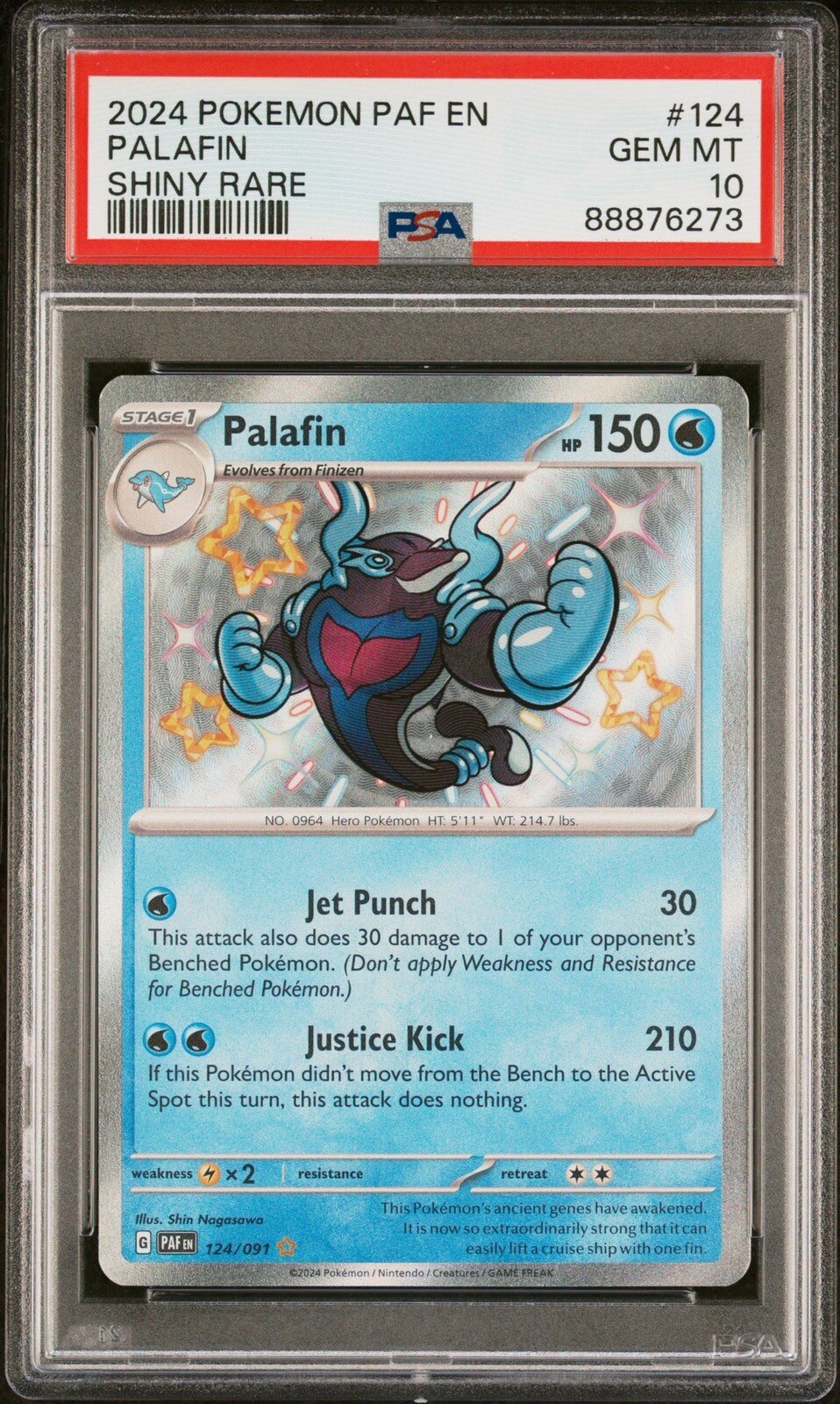 Pokémon TCG Palafin Paldean Fates 124/091 Holo Shiny Rare PSA 10 Gem Mint 💎