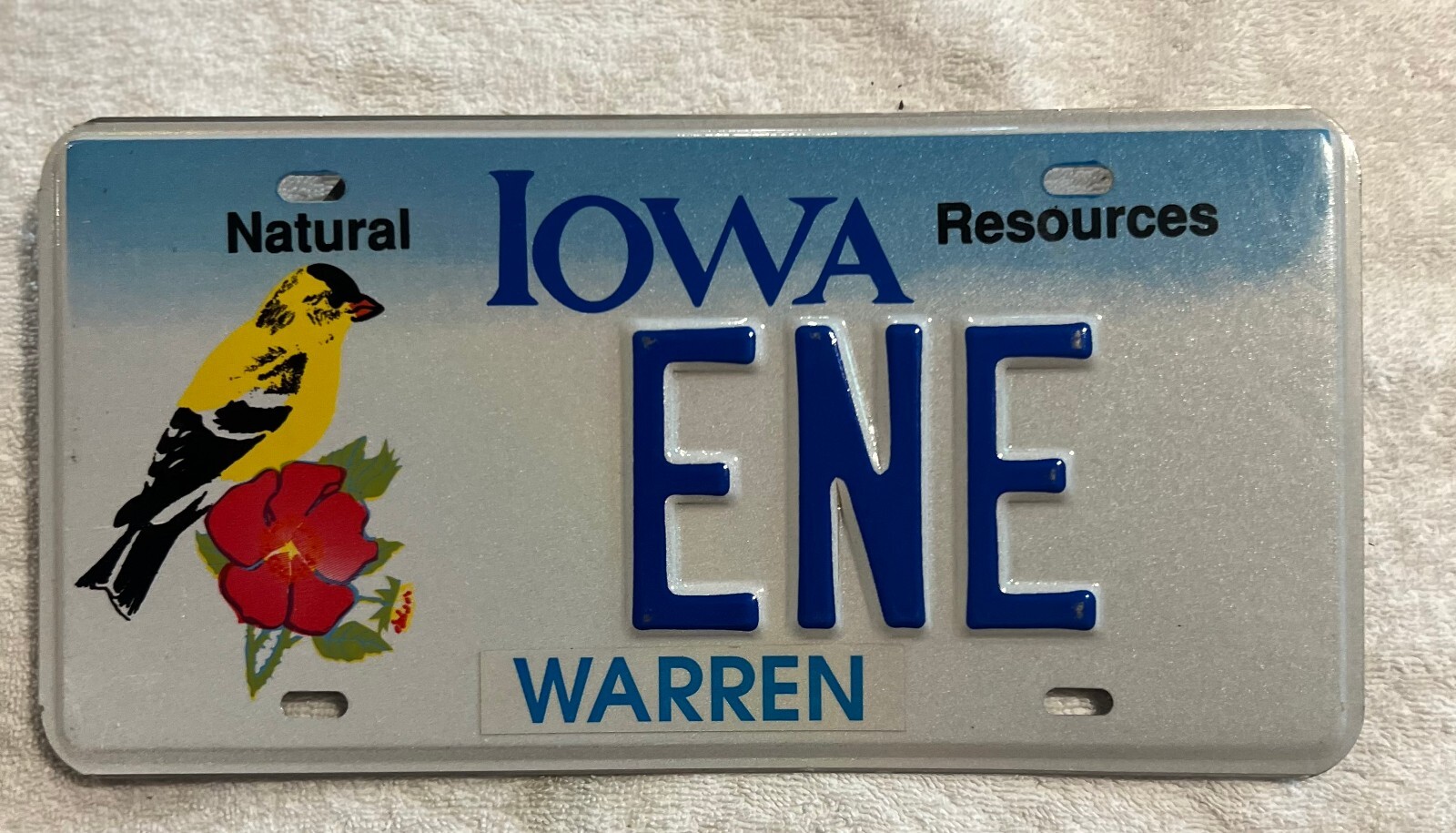 LICENSE PLATE IOWA YELLOW BIRD VANITY ENE WARREN eBay