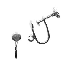 Vintage Screw Back Earring Findings with Open Loop 4mm Flat Pad Steel Tone 12 Pc