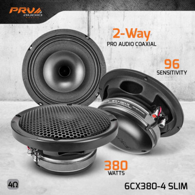 2x PRV 2-Way Coaxial Full Range Speakers 760W Ohm 6CX380-4