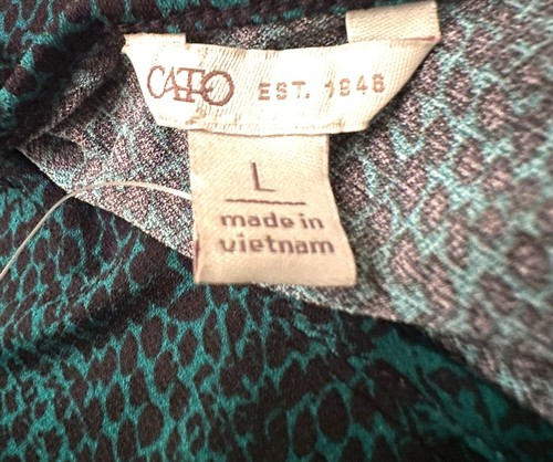 Cato Est 1948 Teal and Black Long Sleeve Side Ruching Blouse SZ L - Picture 4 of 4