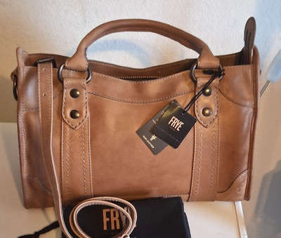 FRYE  Melissa Washed Leather Satchel / Shoulder Bag BEIGE NWT $388 Original Frye