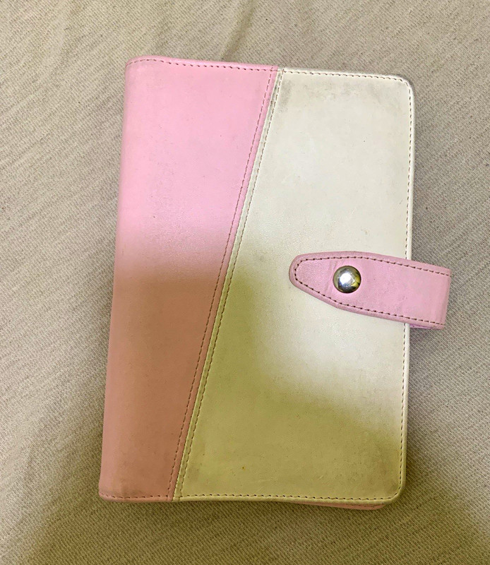 Pink & White Faux Leather Pocket 6-Ring Planner Binder, Weekly/Monthly Undated