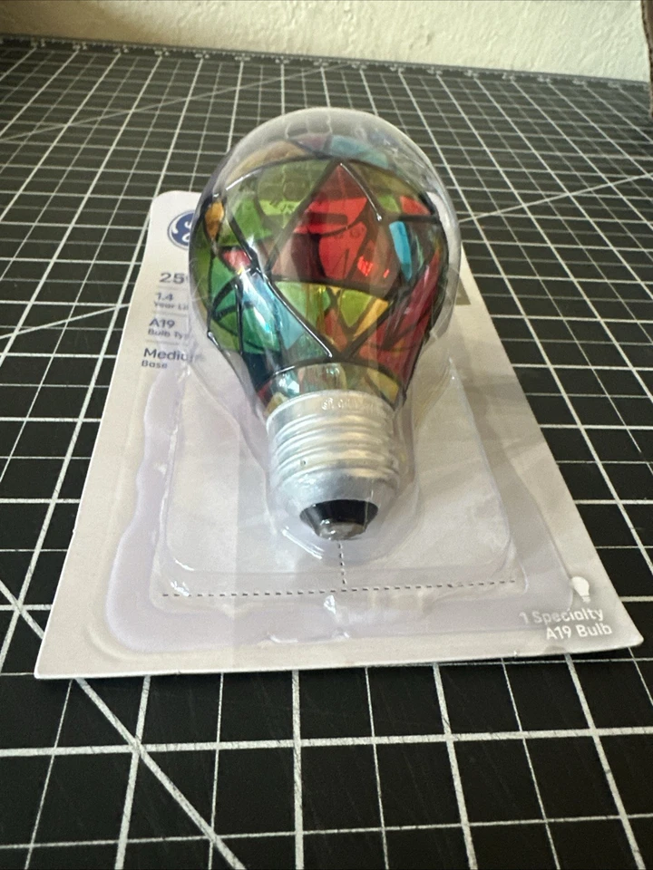 new GE Stained Glass 25W Hand Painted Light Bulb General Electric decorative FUN - Image 2 of 4