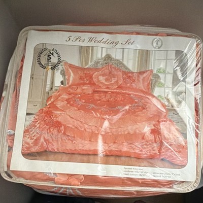 5 Star 5-Piece King Comforter Set Coral Floral Nature Bedding Bedroom