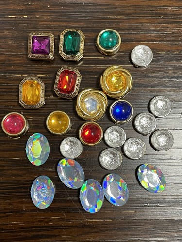 Lot of 25 Vintage Colored Button Covers Gold Tone and Ice Blue, White