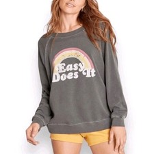 Wildfox Gray Long Sleeve Rainbow Easy Does It Sweatshirt Size Medium