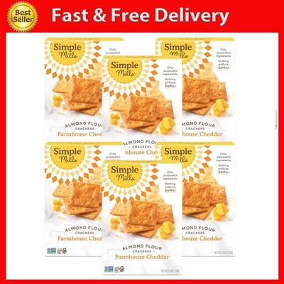 Simple Mills Almond Flour Crackers, Farmhouse Cheddar - Gluten Free, Healthy Sna