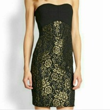 Diane Von Furstenberg black and gold metallic sleeveless dress size 4