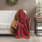 HORIMOTE HOME Faux Fur Throw Blanket | Christmas Red Plaid Fluffy Fur