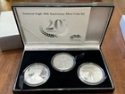 2006 P REVERSE PROOF SILVER EAGLE 3 COIN  20TH ANNIVERSARY SET W BOX/COA