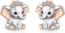 Flyow Sterling Silver Cute Animal Stud Earrings Guinea Pig Giraffe Highland Cow