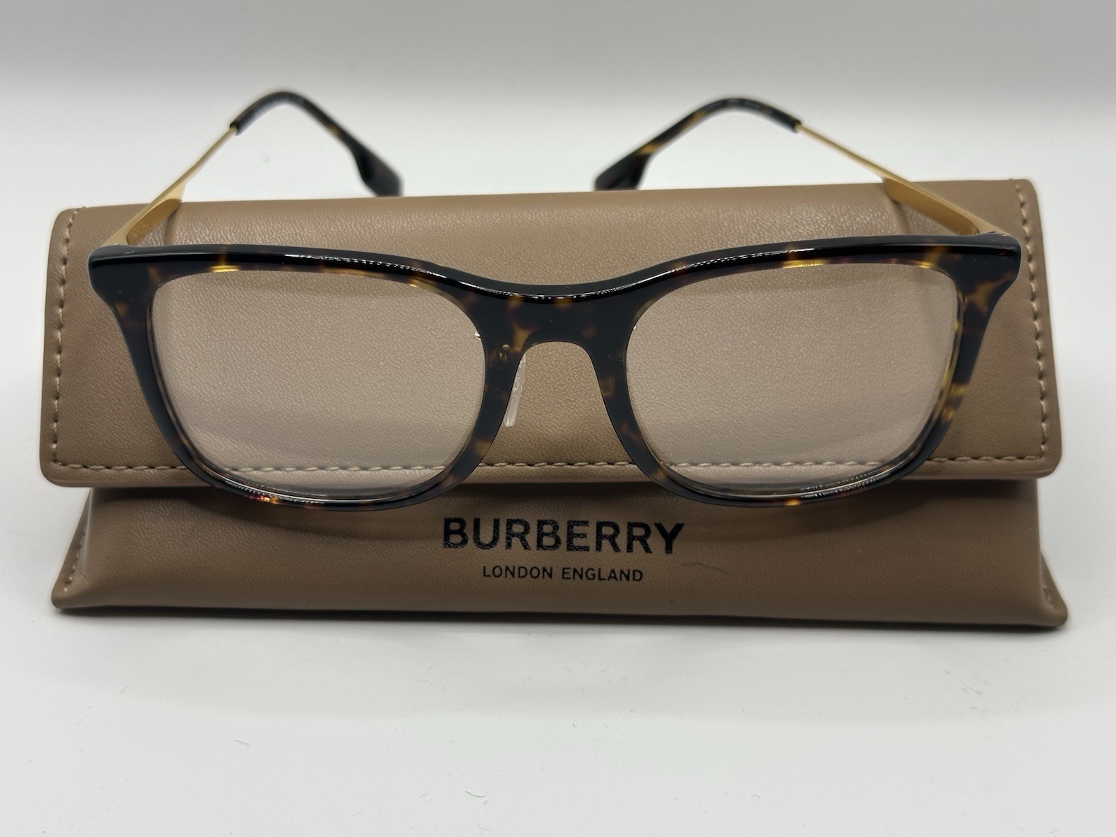 New BURBERRY Eyeglasses 140 Black & Gold Frames Burberry Plaid
