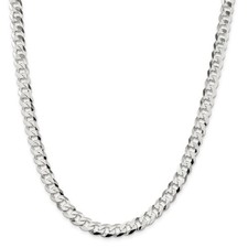 Sterling Silver 8.5mm Close Link Flat Curb Chain w/ Lobster Clasp 18" - 24"