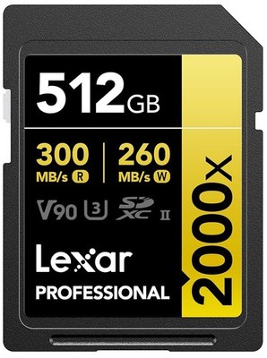 Lexar Professional SDXC 512GB UHS-II 2000x 300/260MB/s