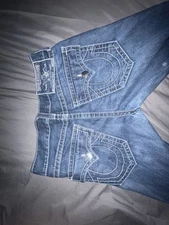 True Religion Men's Jeans 36x32 Boot Cut Brooklyn Embroidered USA Made Blue