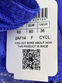 Aubade Paris Womens Half Cup Bra Cyclades Blue Size 36 Cut-Out Trimmed Elegant