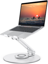 Adjustable Laptop Stand with 360 Rotating Base, Ergonomic Riser for All Laptops
