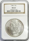 1886 US MORGAN SILVER DOLLAR $1 COIN NGC MINT STATE 64