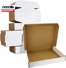 13X10X2 Inches Shipping Boxes Set of 25 White Corrugated Cardboard Box