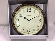 Westclox Quartz Wall Clock 15.5" Brown Quartz Movement Glass 73004P NEW