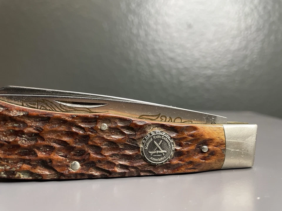 Camillus NKCA Club Jumbo Trapper 1988 - hueso jigged marrón - sin caja | envío gratuito Foto 3 de 4